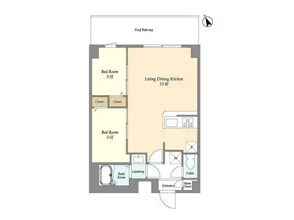 アルファコート青井(2LDK/4階)の間取り写真