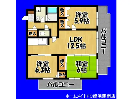 サンスーシー桜台(3LDK/5階)の間取り写真