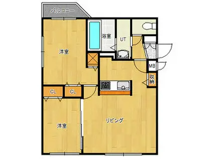 カプチーノ(2LDK/1階)の間取り写真