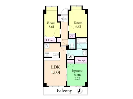 グレース篠(3LDK/1階)の間取り写真