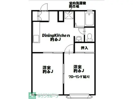 ドミールG棟(2DK/1階)の間取り写真