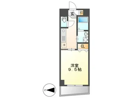 ライジングヴィラ葵(1K/6階)の間取り写真