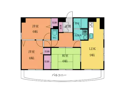 パレス西小倉(3LDK/8階)の間取り写真
