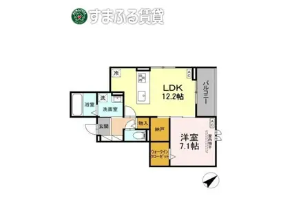 グレイスガーデン赤渋(1LDK/2階)の間取り写真