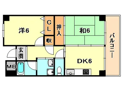 ミモザの館(2DK/2階)の間取り写真