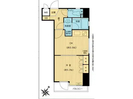 グランドパーク渋谷ブランシェ(1DK/4階)の間取り写真