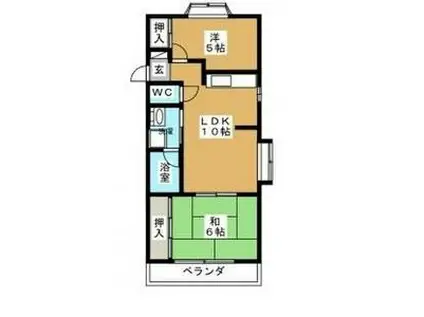 ハイツウィング(2LDK/2階)の間取り写真