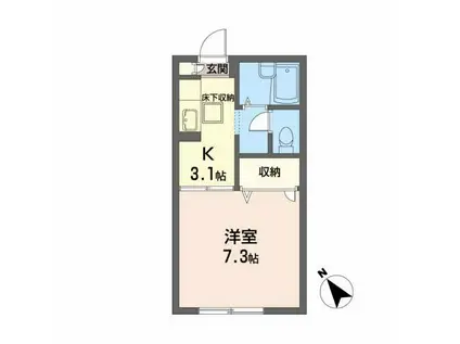 サンクレスト八幡(1K/1階)の間取り写真