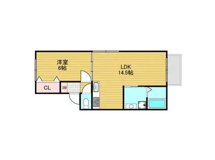 プリマコート(1LDK/2階)の間取り写真