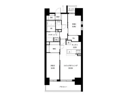 アーバンパーク谷在家(2LDK/4階)の間取り写真