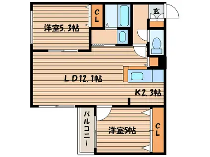 PUDEL NOAH(2LDK/3階)の間取り写真
