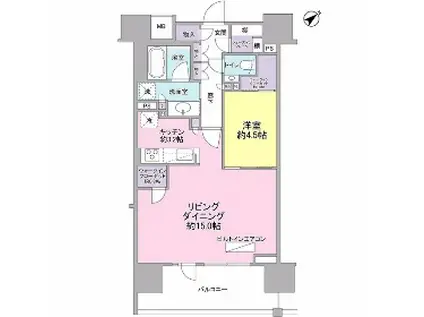 ザ・パークハウス愛宕虎ノ門(1LDK/14階)の間取り写真