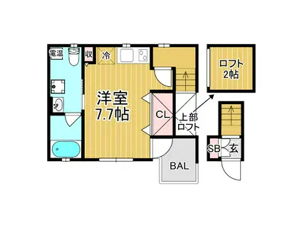 ヴィアノ山下町(ワンルーム/2階)の間取り写真