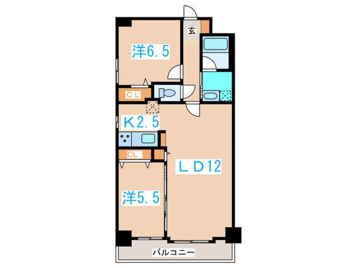RADIA近代美術館前(2LDK/6階)の間取り写真