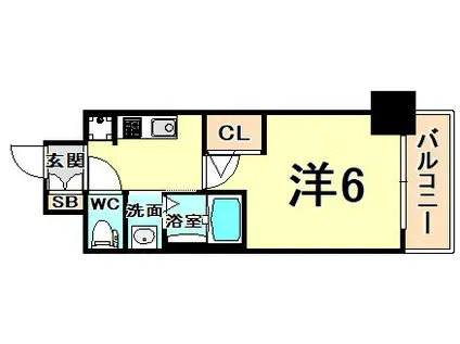 エステムコート神戸元町2グレイド(1K/12階)の間取り写真