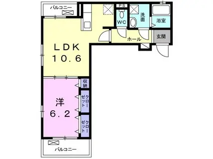 グラシア(1LDK/2階)の間取り写真