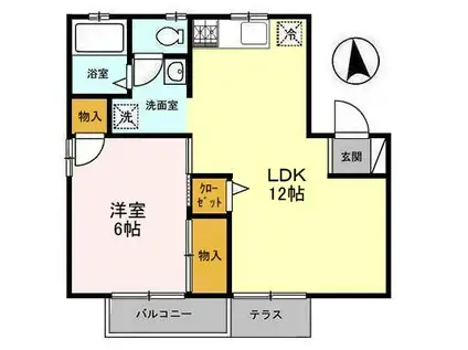 グリーンコート B(1LDK/1階)の間取り写真