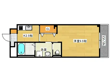 ウィステリアV番館(1K/2階)の間取り写真