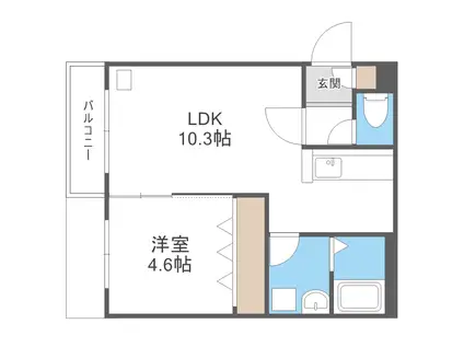 ドゥージエムII(1LDK/3階)の間取り写真