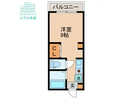 プライムマンション江里町(ワンルーム/1階)の間取り写真