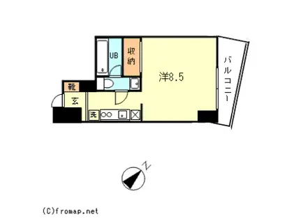 東急田園都市線 三軒茶屋駅 徒歩6分  独立台有(ワンルーム/5階)の間取り写真