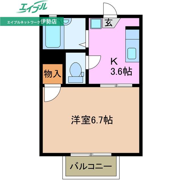 MY.フォーブル西C(1K/1階)の間取り写真