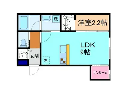 RAFFINE(1LDK/2階)の間取り写真