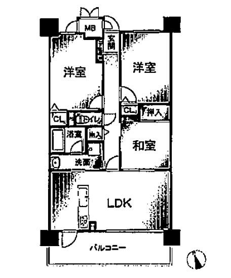 ダイアパレス姫路東(3LDK/8階)の間取り写真