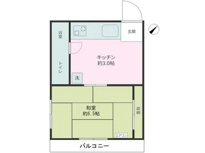 波多野荘(1K/2階)の間取り写真