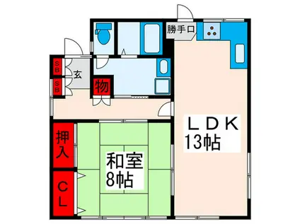 ハイツ冨田(1LDK/1階)の間取り写真