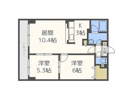 グレース豊平2番館(2LDK/10階)の間取り写真
