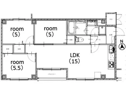 HIT KITATANABE SIX(3LDK/2階)の間取り写真