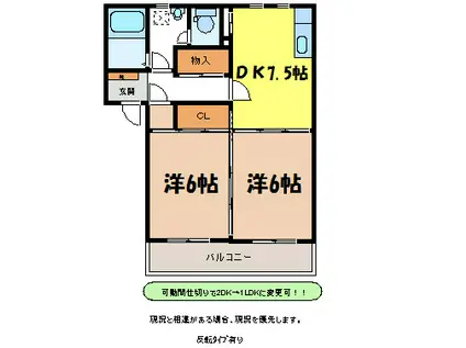 未来通マンション(2DK/3階)の間取り写真