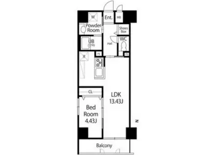 GRANDUKE正木(1LDK/12階)の間取り写真