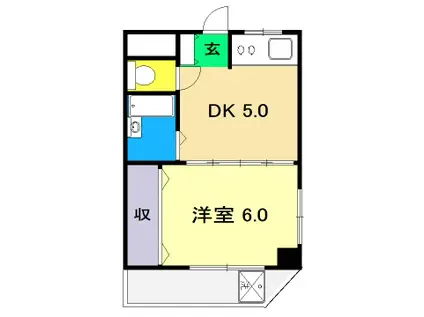 ハイツ2000(1DK/3階)の間取り写真