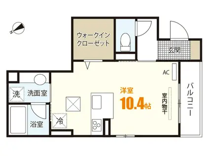 タウン祇園(ワンルーム/1階)の間取り写真
