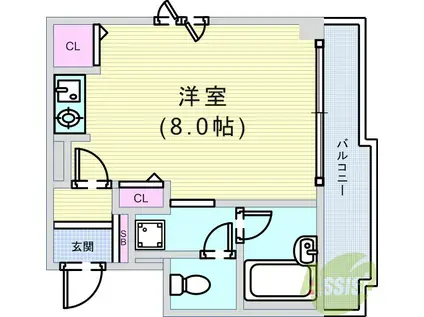 西田ハイツパートII(ワンルーム/4階)の間取り写真