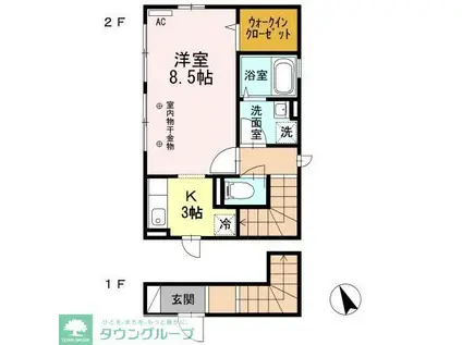 プランドールII(1K/2階)の間取り写真