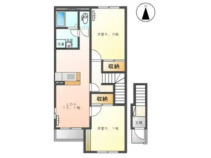 レーヴンレンテA(2LDK/2階)の間取り写真