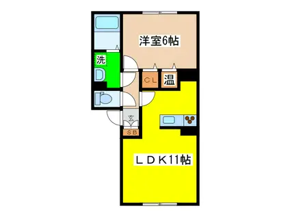 プレシャスコートA棟(1LDK/2階)の間取り写真