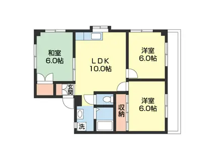 メロディーハイムしみず(3LDK/3階)の間取り写真