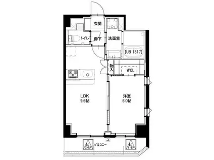 グリーンフォート河田(1LDK/3階)の間取り写真