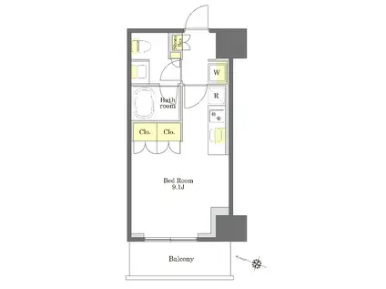 プライムメゾン白金台タワー(ワンルーム/7階)の間取り写真
