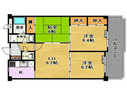 アネックス郡山(3LDK/4階)の間取り写真
