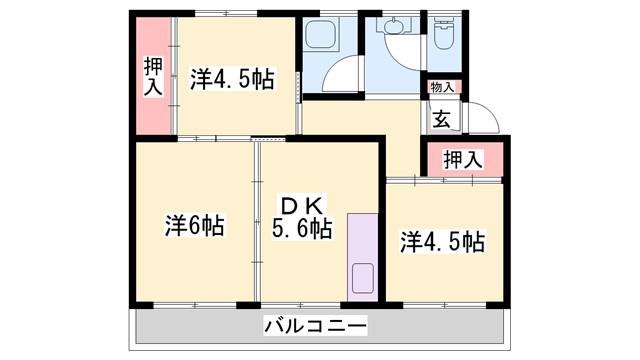 ビレッジハウス志染(3DK/2階)の間取り写真
