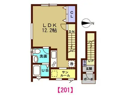 LA CACHETTE(ワンルーム/2階)の間取り写真
