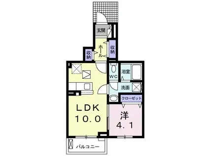 レジディア榴岡 ウエスト棟(1LDK/5階)の間取り写真