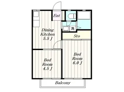 サンハイツC(2DK/1階)の間取り写真