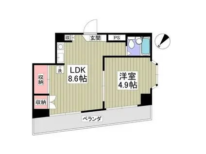 宮前ビル(1DK/7階)の間取り写真