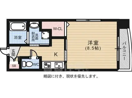 ルービンス観音町(1K/2階)の間取り写真